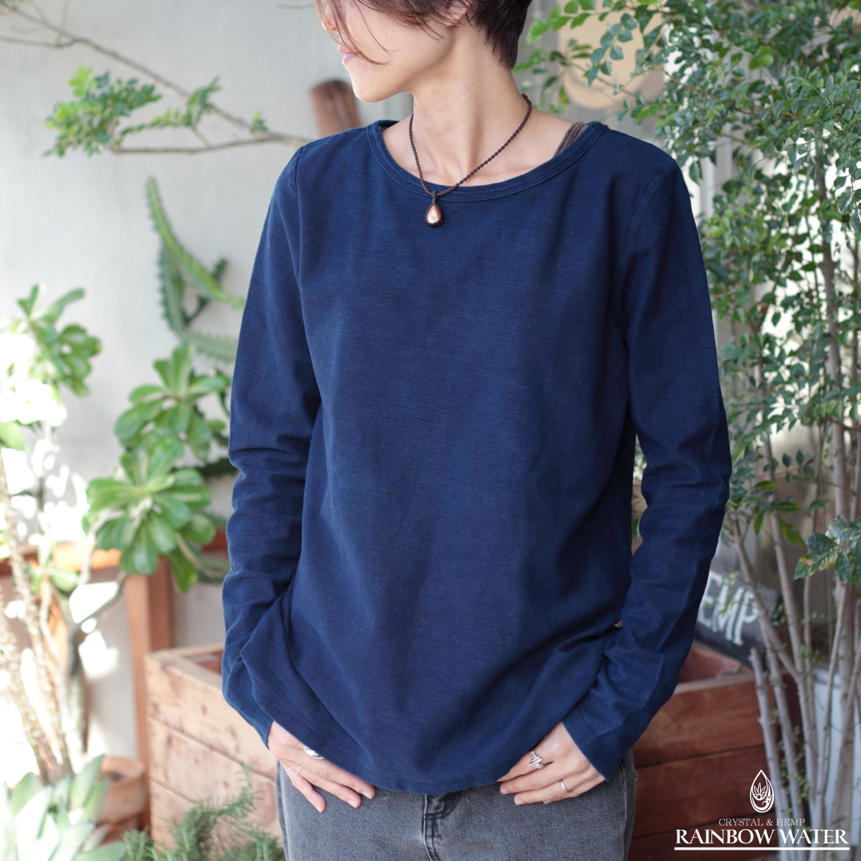 HEMP COTTON レディース ボートネック ロングスリーブTシャツ