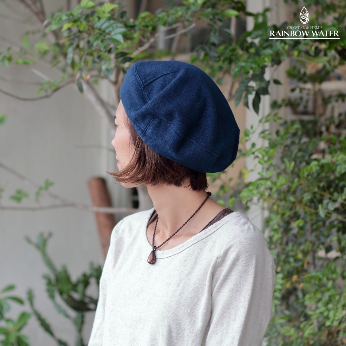 HEMP COTTON ベレー帽 / 藍染めINDIGO | CRYSTAL&HEMP [ RAINBOW WATER