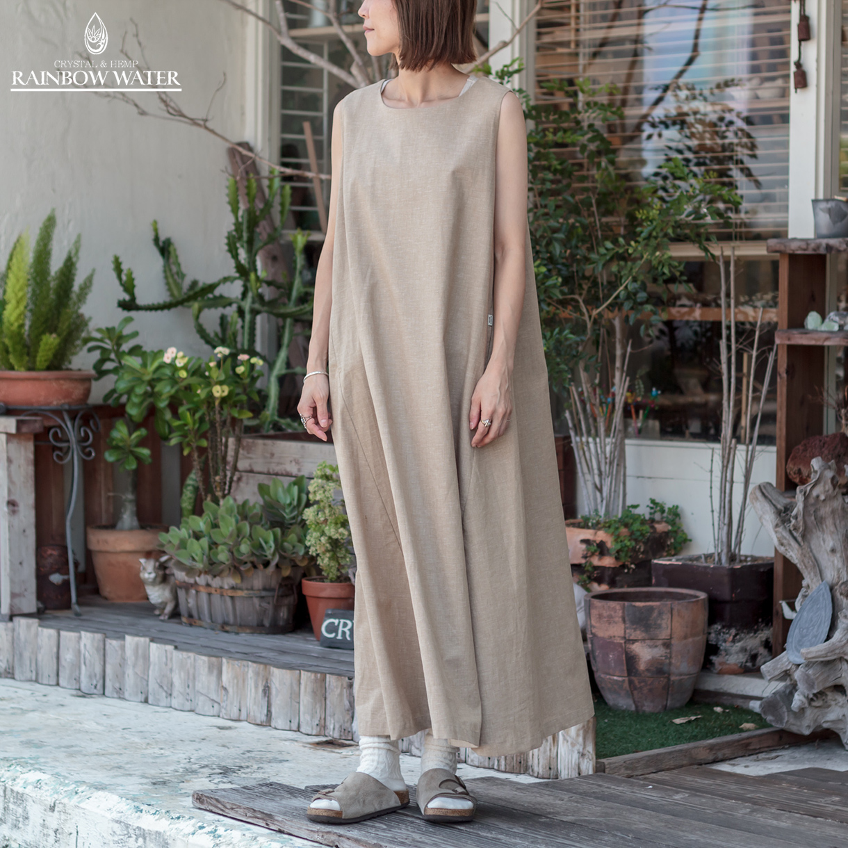 manipuri マニプリ リボンワンピース　ベージュ系 manipuri マニプリ リボンワンピース ベージュ系 - メルカリ