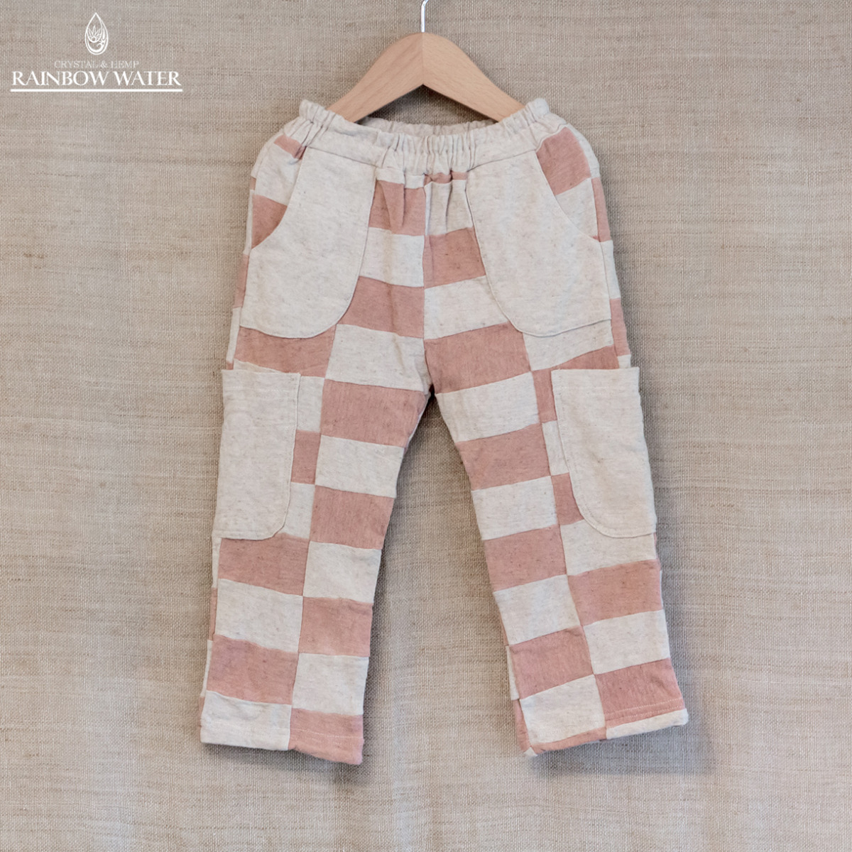 HEMP COTTON キッズ パッチワークパンツ / 草木染めSALMON PINK